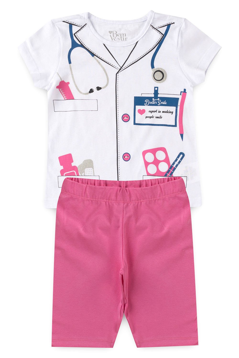 Conjunto Fantasia Infantil Feminina Médica Rosa