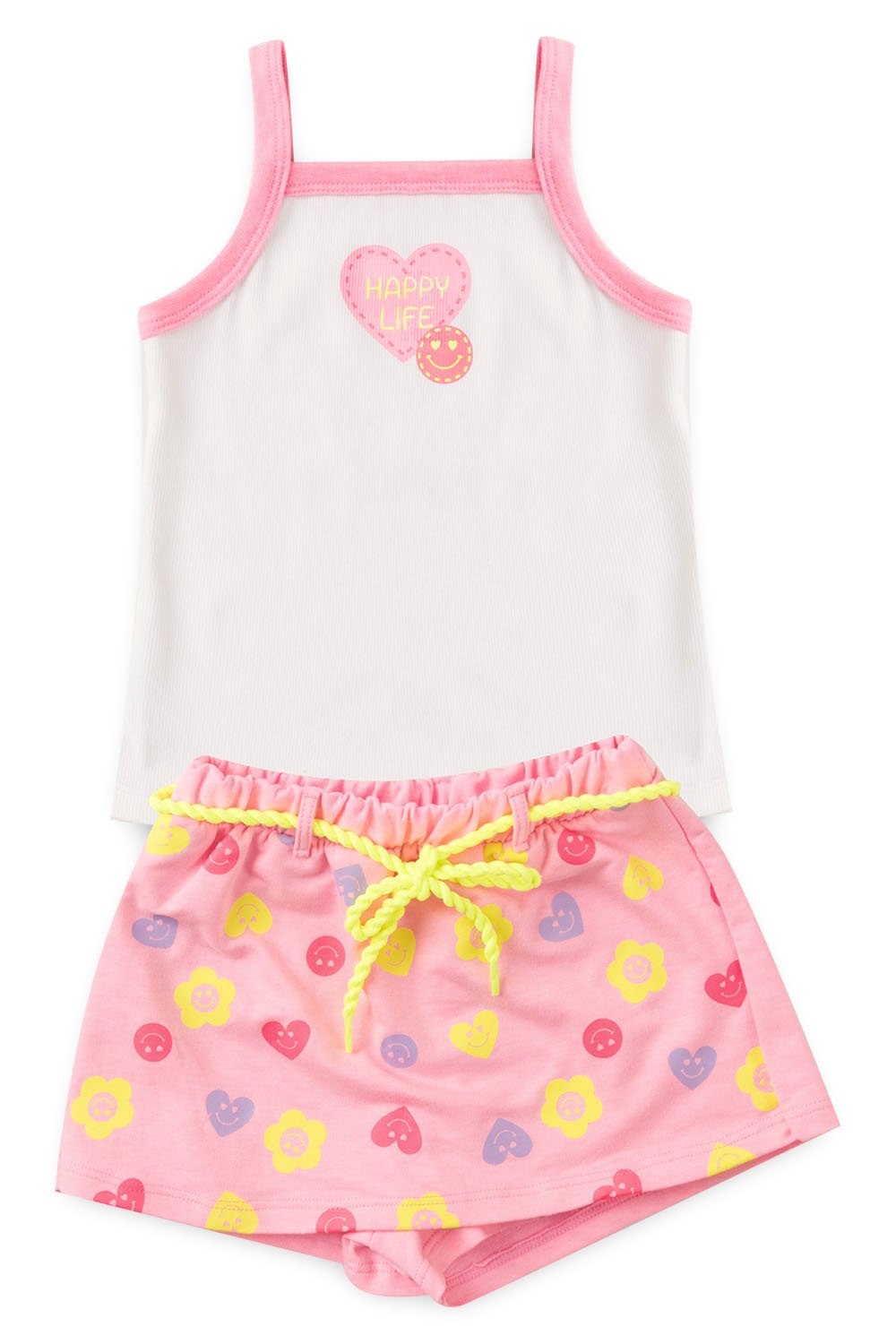 Conjunto infantil menina em cotton e short saia em moletom - Tam 2