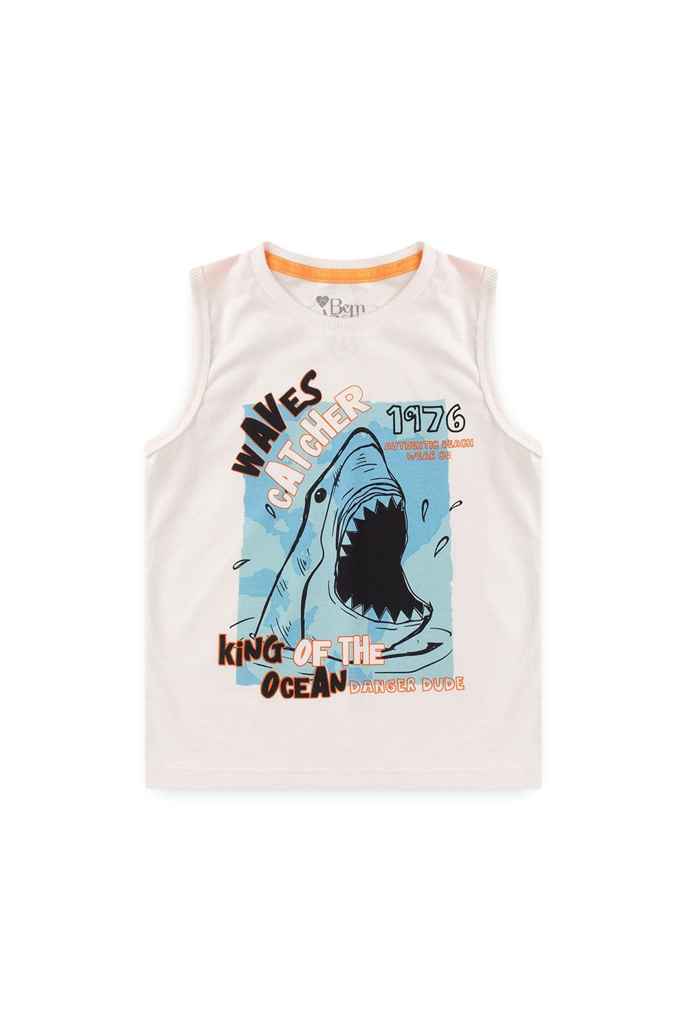 T-shirt de impressão de padrão de tubarão bonito contrastante