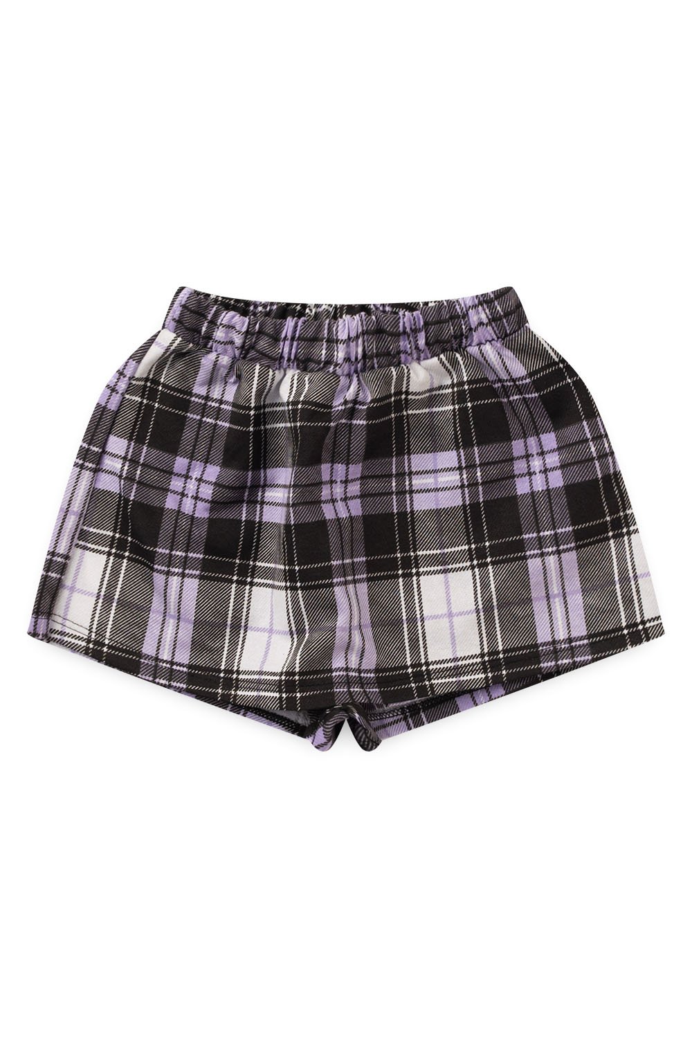 Short Saia em Bico Xadrez Preto e Branco Infantil Juvenil Mila